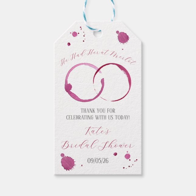 Étiquettes-cadeau Il l'avait à Merlot, vin, taches de vin, douche (Devant)