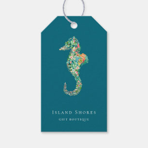 Étiquettes-cadeau Île Botanique Floral Seahorse Prix Tags