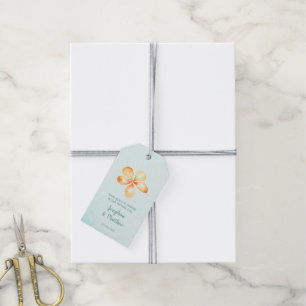 Étiquettes-cadeau Île Plumeria Aquarelle Mariage Faveur Tags