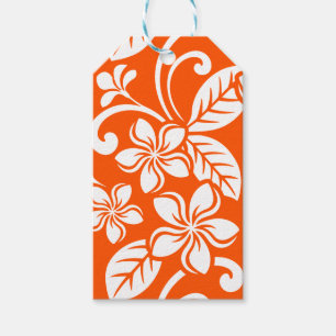 ÉTIQUETTES-CADEAU ÎLE PLUMERIA (TRÈS ORANGE)