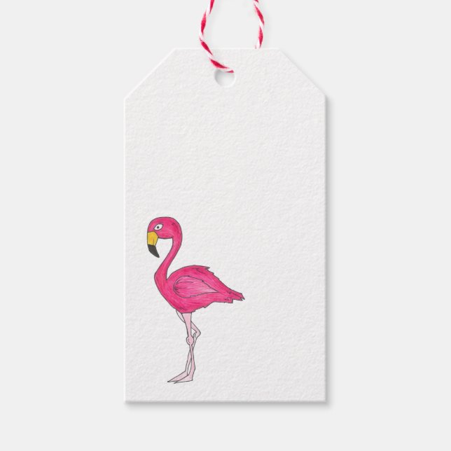 Étiquettes-cadeau Ile tropicale Paradise Flamant rose rose chaud Ois (Devant)