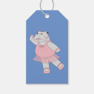 Étiquettes-cadeau illusima Ballerine Hippopotame Bleu