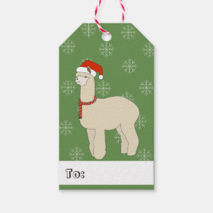 Étiquettes-cadeau illusima Llama Flocons de Neige de Noël Vert