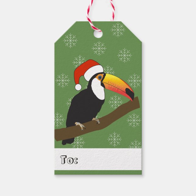 Étiquettes-cadeau illusima Toucan Noël Snowflakes (Devant)