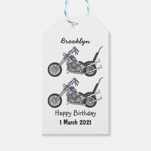 Étiquettes-cadeau Illustration de Chopper Motorcycle 1950