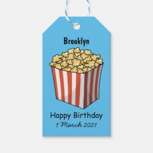 Étiquettes-cadeau illustration de dessin animé de pop-corn