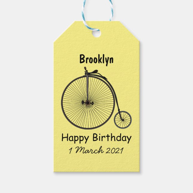 Étiquettes-cadeau Illustration de la bande dessinée de vélo à grande (Devant)
