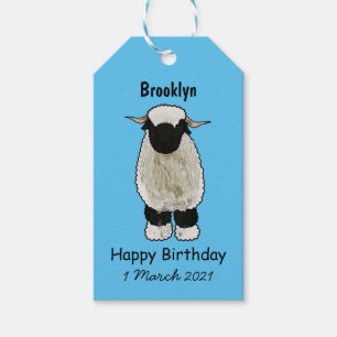 Étiquettes-cadeau Illustration de la caricature de mouton Valais Bla