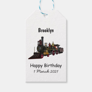 Étiquettes-cadeau Illustration de la locomotive à vapeur