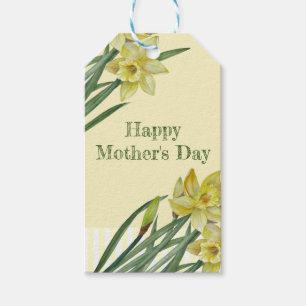 Étiquettes-cadeau Illustration de l'aquarelle Daffodils Flower Portr