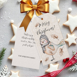 Étiquettes-cadeau Illustration du Bruant mou d'hiver