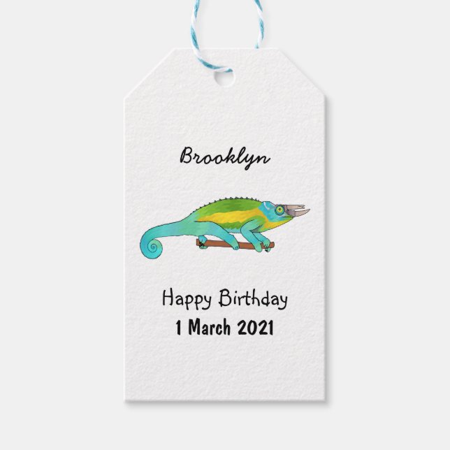 Étiquettes-cadeau Illustration du caméléon de Jackson (Devant)
