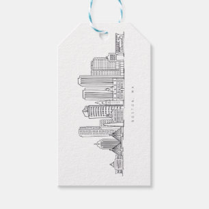 Étiquettes-cadeau Illustration minimaliste de l'horizon de la ville