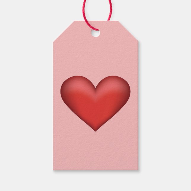 Étiquettes-cadeau Illustration Red Heart Sur L'Arrière - plan Rose (Devant)