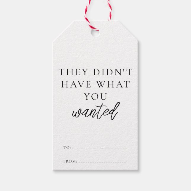Étiquettes-cadeau Ils n'avaient pas ce que tu as Recherché Noël drôl (Devant)