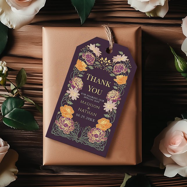 Étiquettes-cadeau Imaginaire Enchantée Jardin Floral Mariage Merci (Créateur téléchargé)
