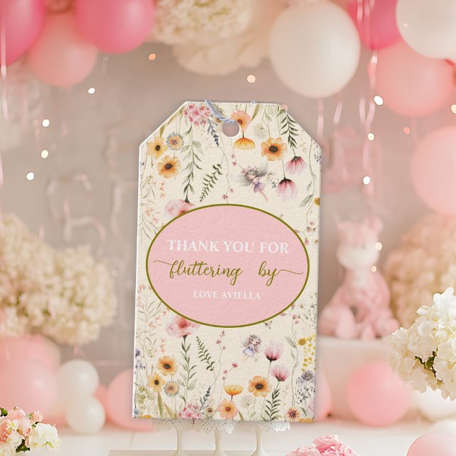 Étiquettes-cadeau Imaginaire Fairy Fleur sauvage Merci (Créateur téléchargé)