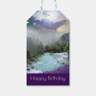 Étiquettes-cadeau Imaginaire Pittoresque Nature Paysage Joyeux anniv