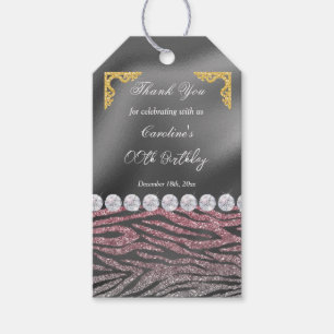 Étiquettes-cadeau Impression chic Silver Foil Gold et rose Zebra