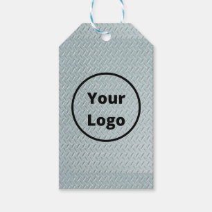Étiquettes-cadeau Impression en métal gris logo personnalisé