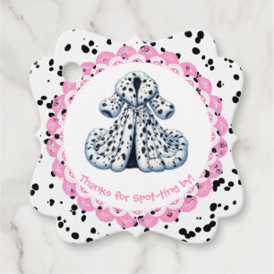 Étiquettes Cadeau Imprimé Dalmatien Anniversaire   Fête Noir et Blan