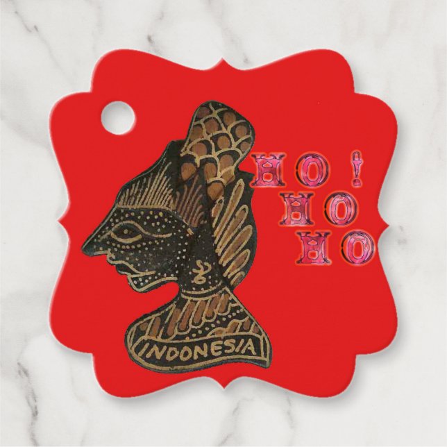 Étiquettes Cadeau Indonesi Shadow Puppet Hohoho Design sur toile rou (Devant)