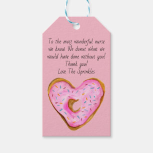 Étiquettes-cadeau Infirmière Merci Donut Heart