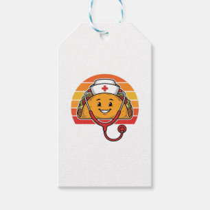 Étiquettes-cadeau Infirmière Taco Rétro Gravure Vintage Design_1