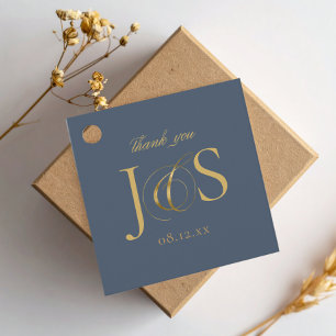 Étiquettes Cadeau Initiales de Mariage Elegance Simple ID1022 bleu