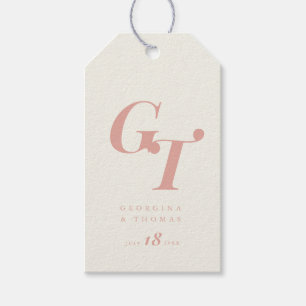 Étiquettes-cadeau Initiales minimales Peach Blush Coral Modern Chi