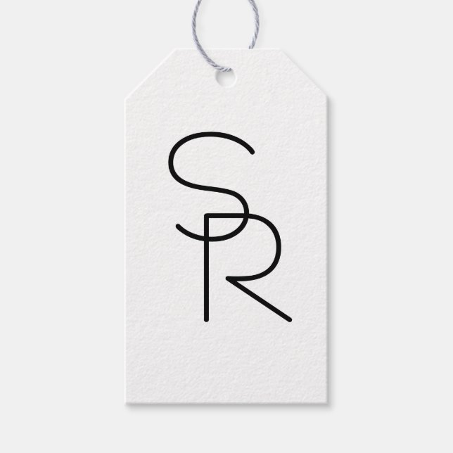 Étiquettes-cadeau Initiales superposées de style moderne (Devant)