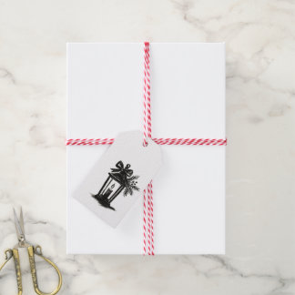 Étiquettes-cadeau Ink Lantern with Candle and Pine – Holiday Art on
