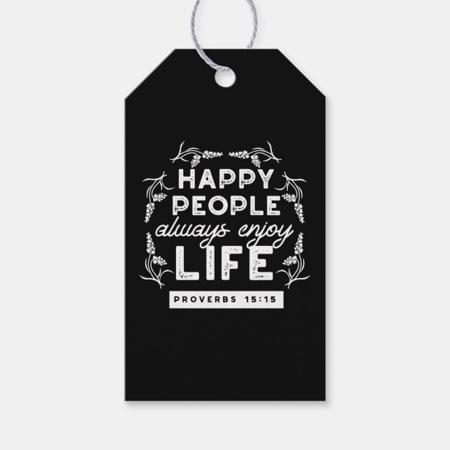 Étiquettes-cadeau Inspirational Christian Quote from Proverbs 15:15 (Devant)