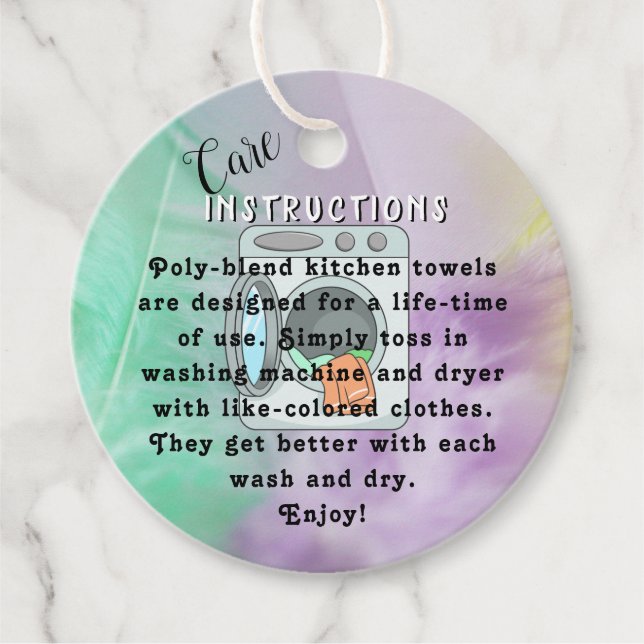 Étiquettes Cadeau Instructions de lavage des soins de nettoyage Favo (Devant)