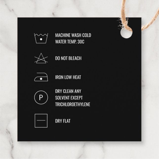 Étiquettes Cadeau Instructions pour le nettoyage Carte d'étiquette H (Dos)
