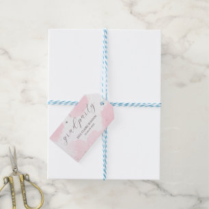 Étiquettes-cadeau invitation à la fête de graduation rose Elegance