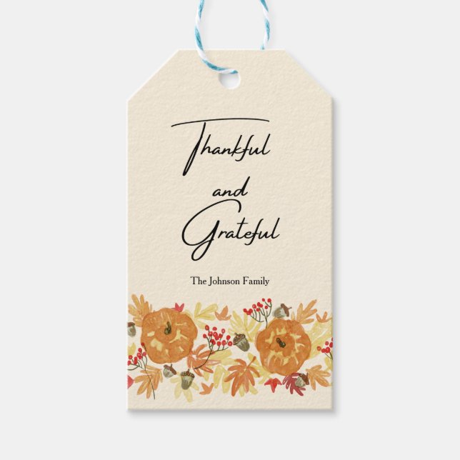 Étiquettes-cadeau Invitation au dîner Citrouille de Thanksgiving (Devant)