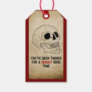 Étiquettes-cadeau Invitation crâne Vintage d'Halloween rustique