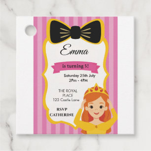 Étiquettes Cadeau Invitation d'anniversaire de la princesse rose   z