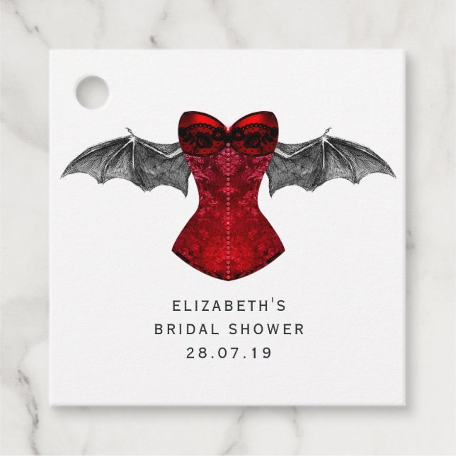Étiquettes Cadeau Iridescente gothique Crimson rouge sorcière (Devant)
