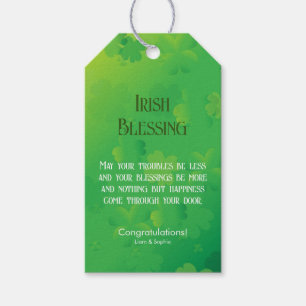 Étiquettes-cadeau Irish Blessing Shamrock Green