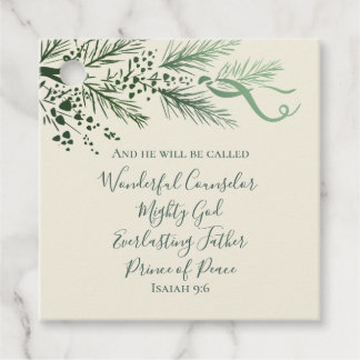 Étiquettes Cadeau Isaiah 9:6 Personalized Modern Pine Christmas Gift
