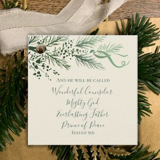 Étiquettes Cadeau Isaiah 9:6 Personalized Modern Pine Christmas Gift