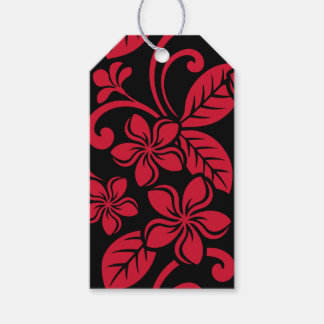 ÉTIQUETTES-CADEAU ISLAND PLUMERIA (NOIR/ROUGE) CADEAUX