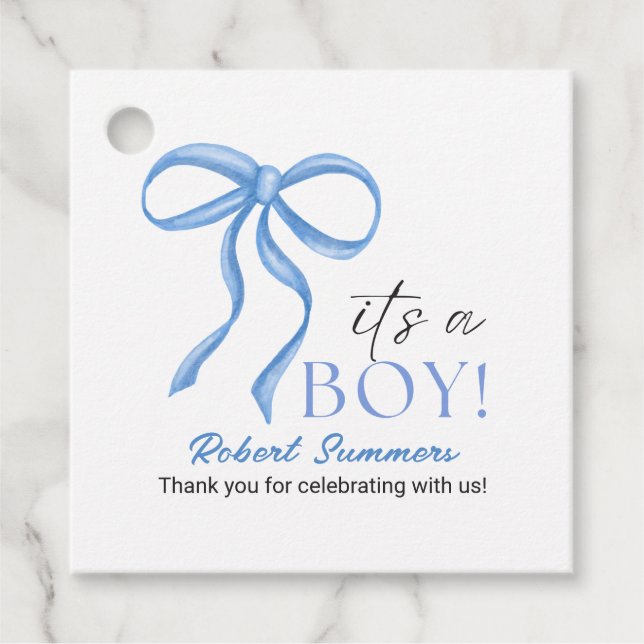 Étiquettes Cadeau It's a Boy Blue Ribbon (Devant)