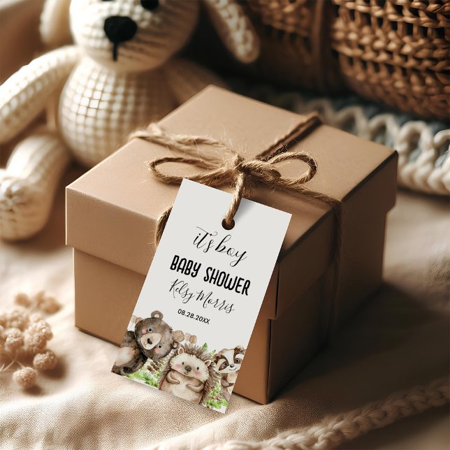 Étiquettes-cadeau its boy Rustic Woodland Baby Shower Invite (Créateur téléchargé)