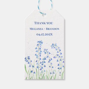 Étiquettes-cadeau Jacinthes bleues florales d'été botanique en bois