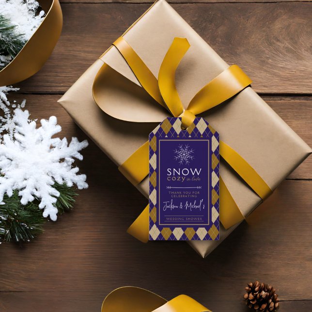 Étiquettes-cadeau Jacquard Neige douillette hiver Mariage Douche (Créateur téléchargé)