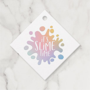 Étiquettes Cadeau J'adore slime arc-en-ciel boule de chèvre mince