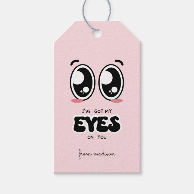 Étiquettes-cadeau J'ai l'oeil sur toi en classe Valentine (Devant)